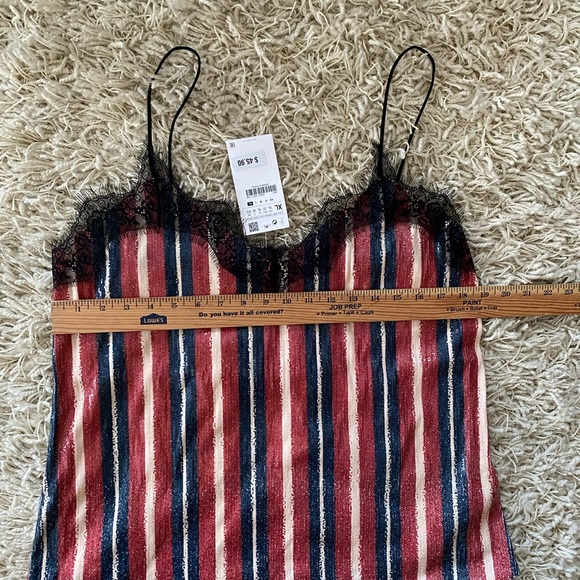 NWT! Zara Basic Sequin & Lace Striped Camisole women’s XL, stretch material. - Picture 8 of 15